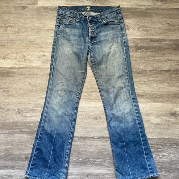 7 For All Mankind Boy Cut Faded Blue Jeans Size 26 - Picture 3 of 12